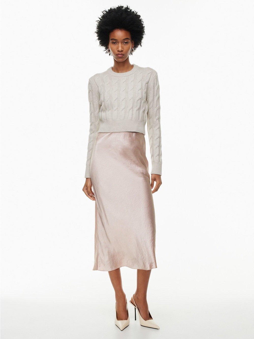 Aritzia Satin Midi Skirt